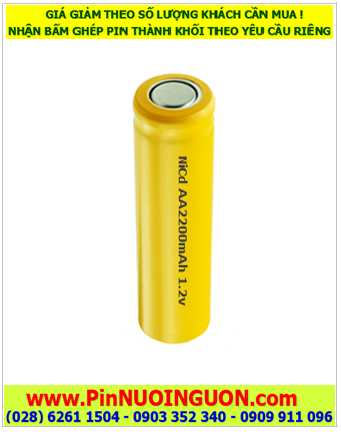 CELL NiCd AA2200mAh 1.2v, Pin sạc NiCd AA2200mAh 1.2v, Pin sạc công nghiệp đầu bằng NiCd AA2200mAh 1.2v